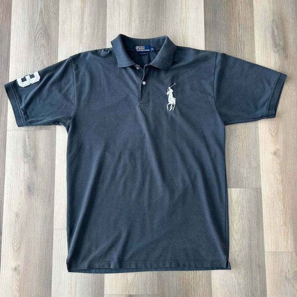 Polo Ralph Lauren Big Horse Polo Shirt XXL Black Cotton 90s Vintage